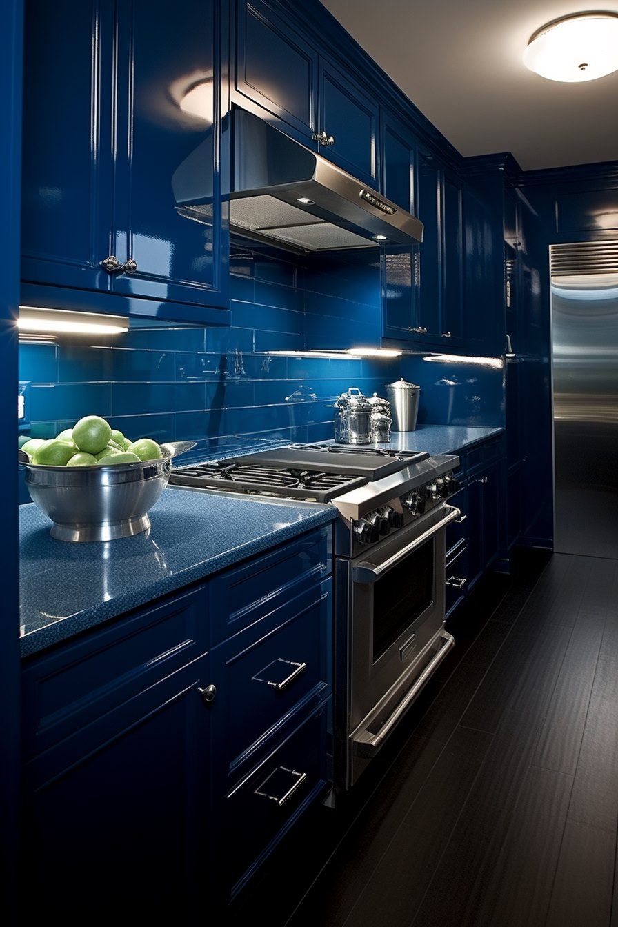Kitchen in deep blue color