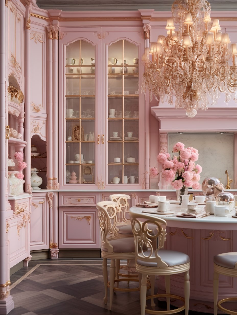 Pastel Pink Fancy Luxury Kitchen