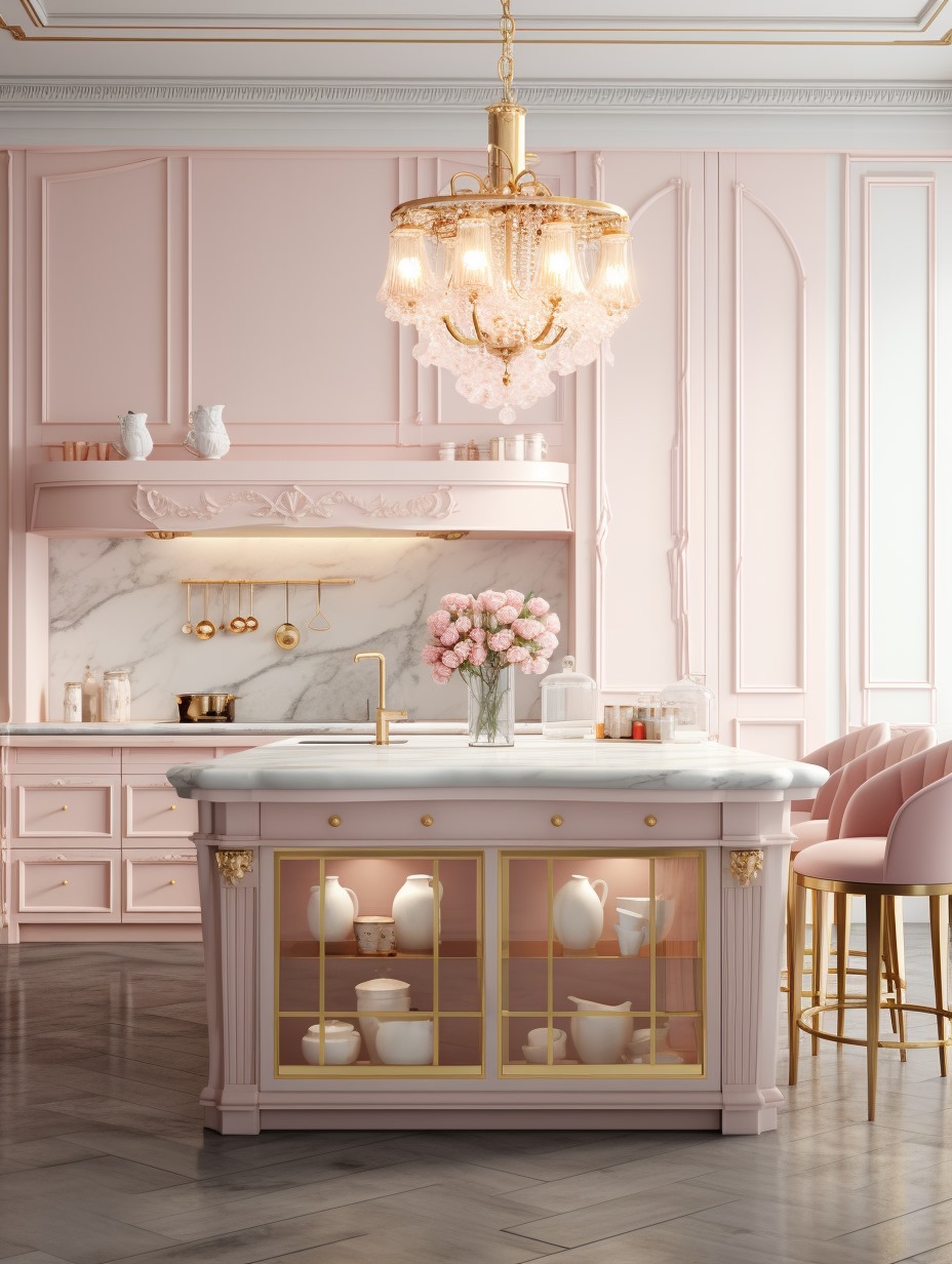 Pastel Pink Fancy Luxury Kitchen 2