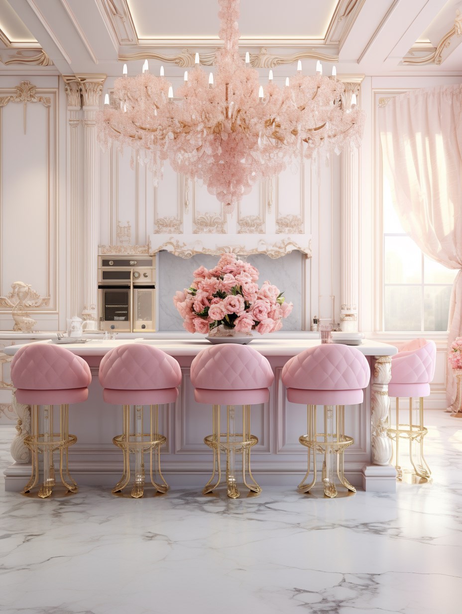 Pastel Pink & White Fancy Luxury Kitchen