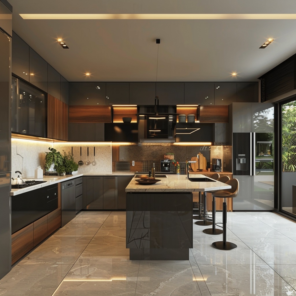 luxury minimalist L shape kitchen 1