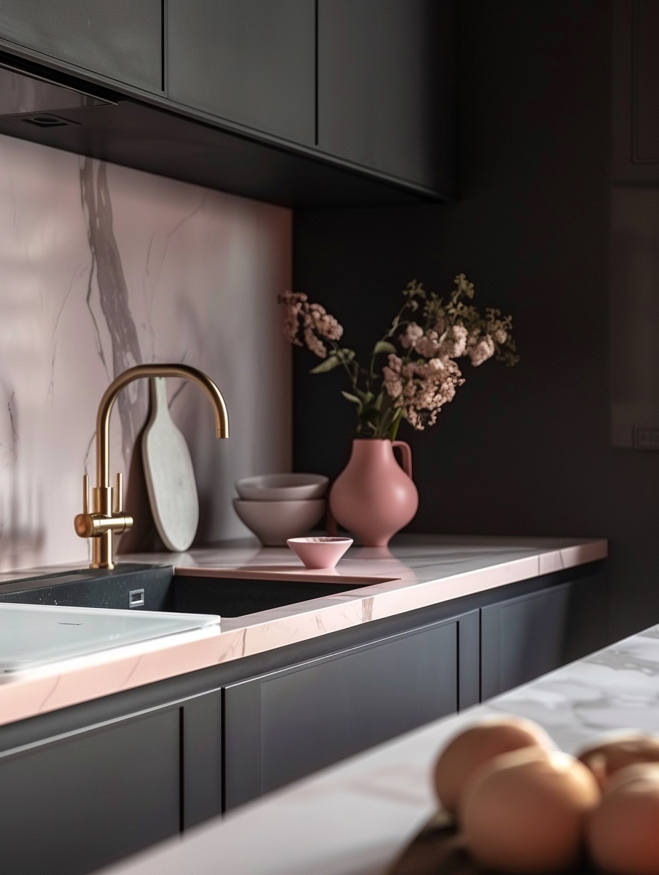 Luxury Minimalist Kitchen Soft Pink