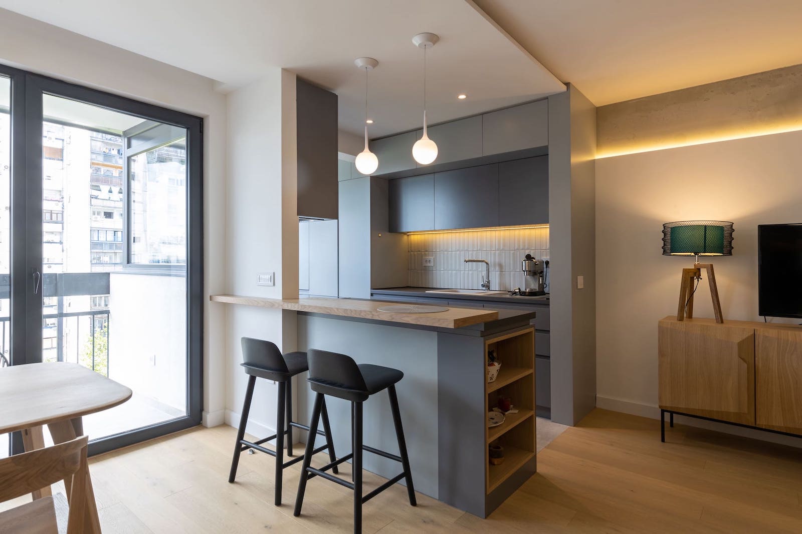 gray wooden small kitchen bar