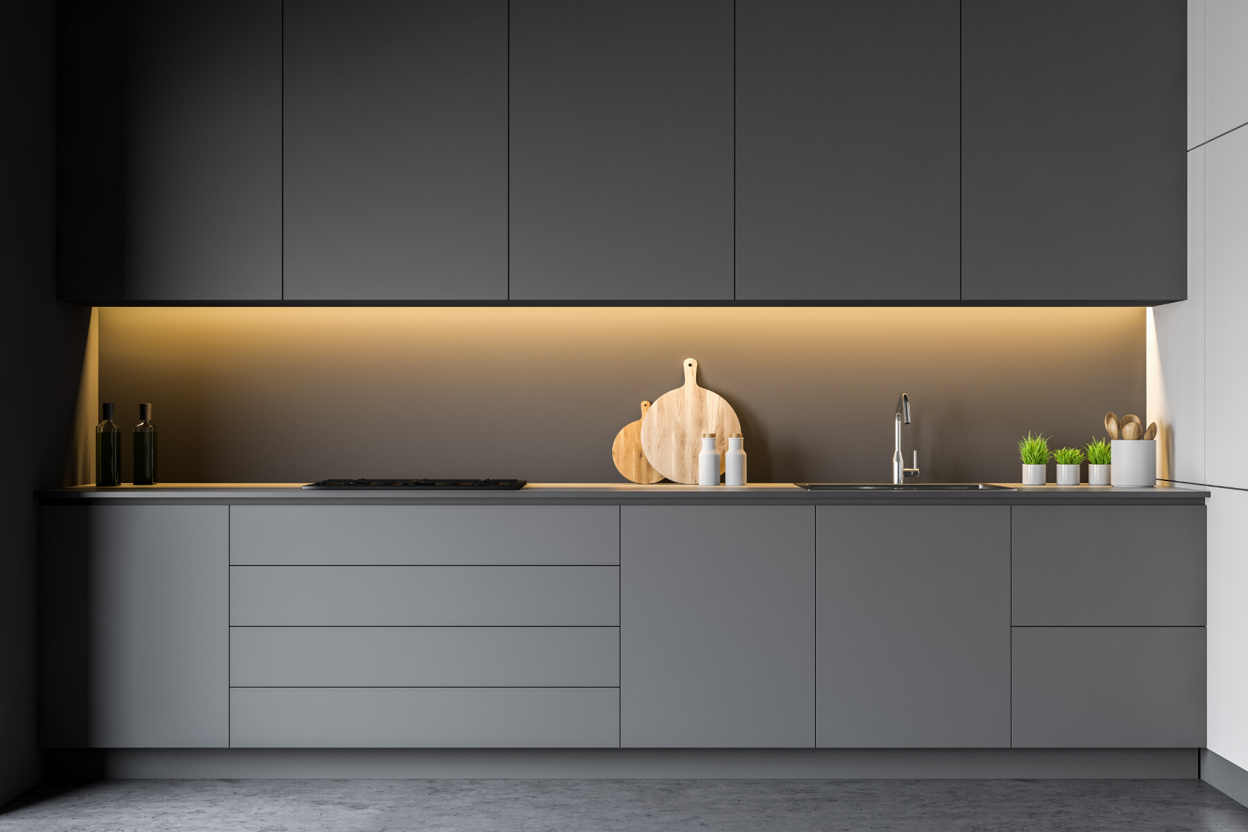 kitchen with hidden LED light system