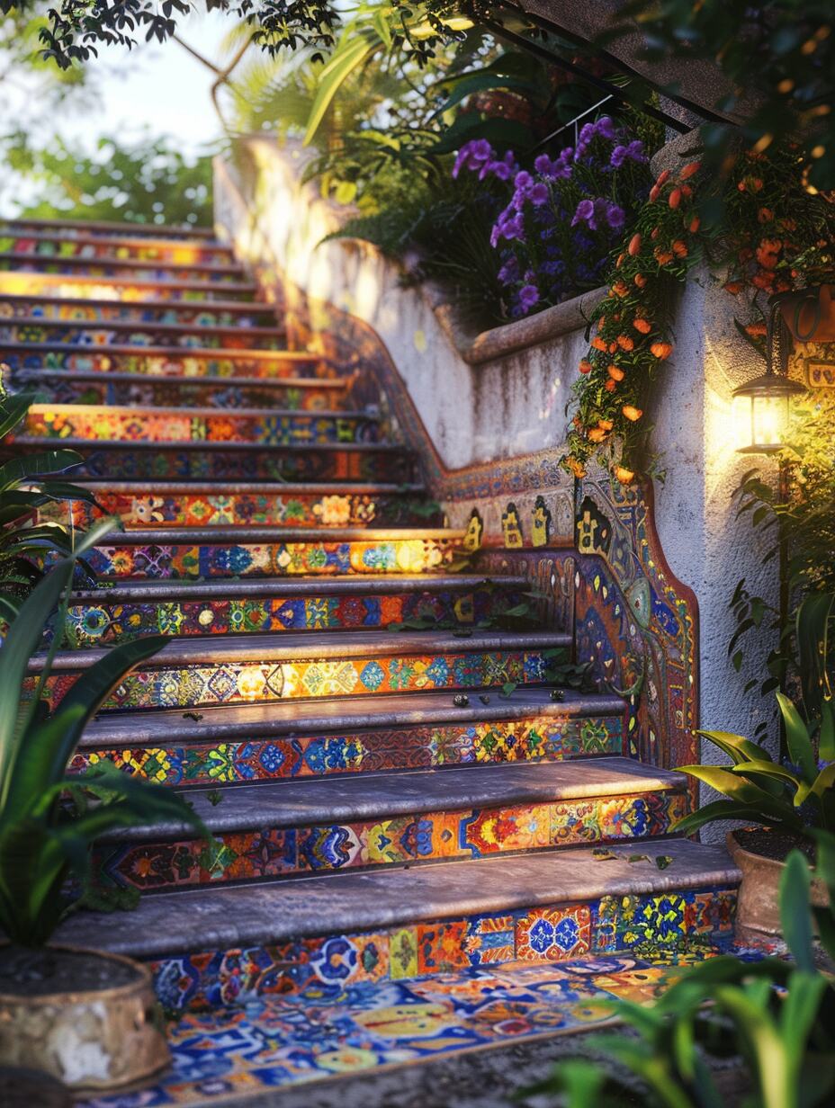 Boho Outdoor Garden Stair 14