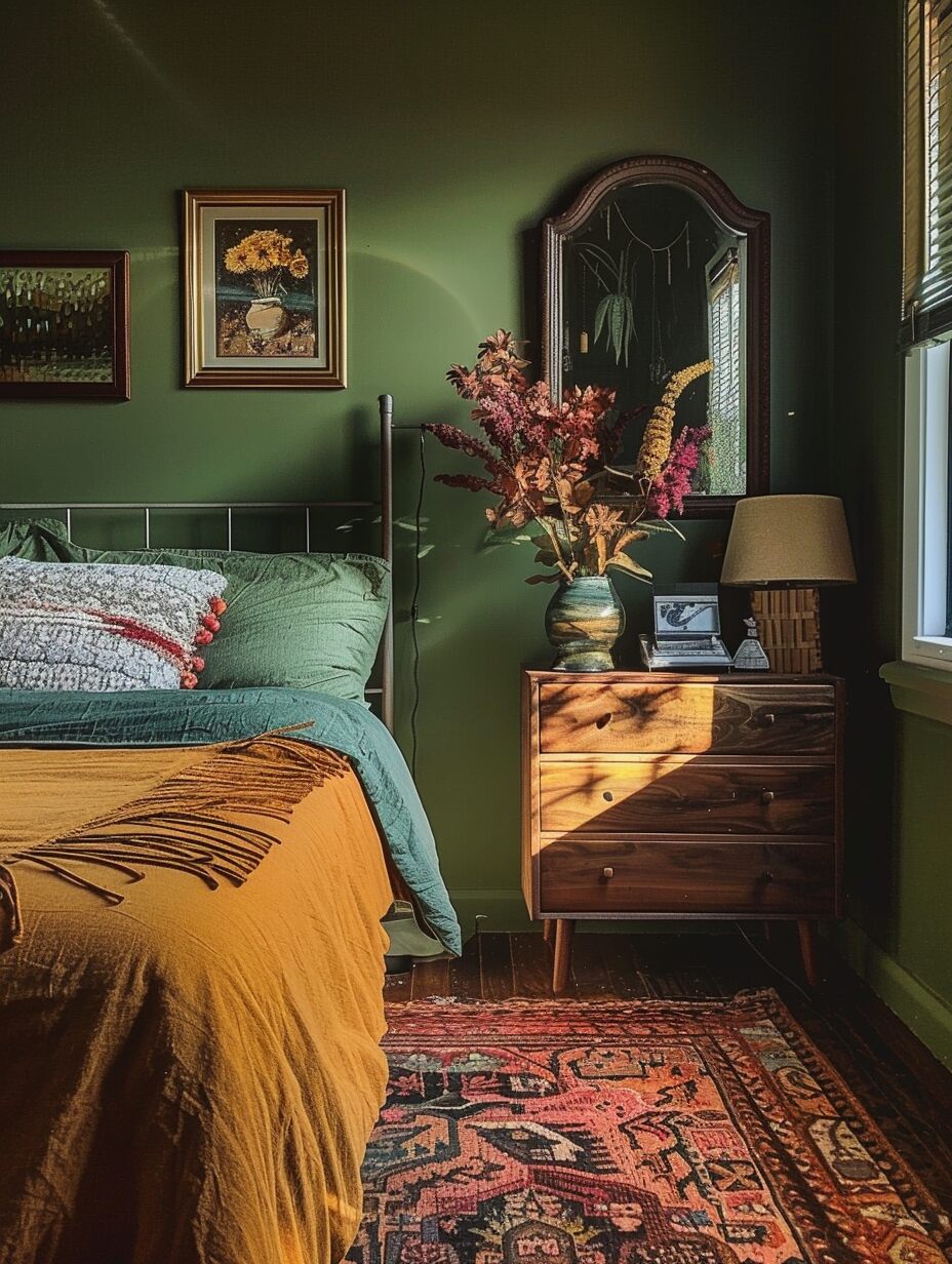 Green Boho Bedroom 1