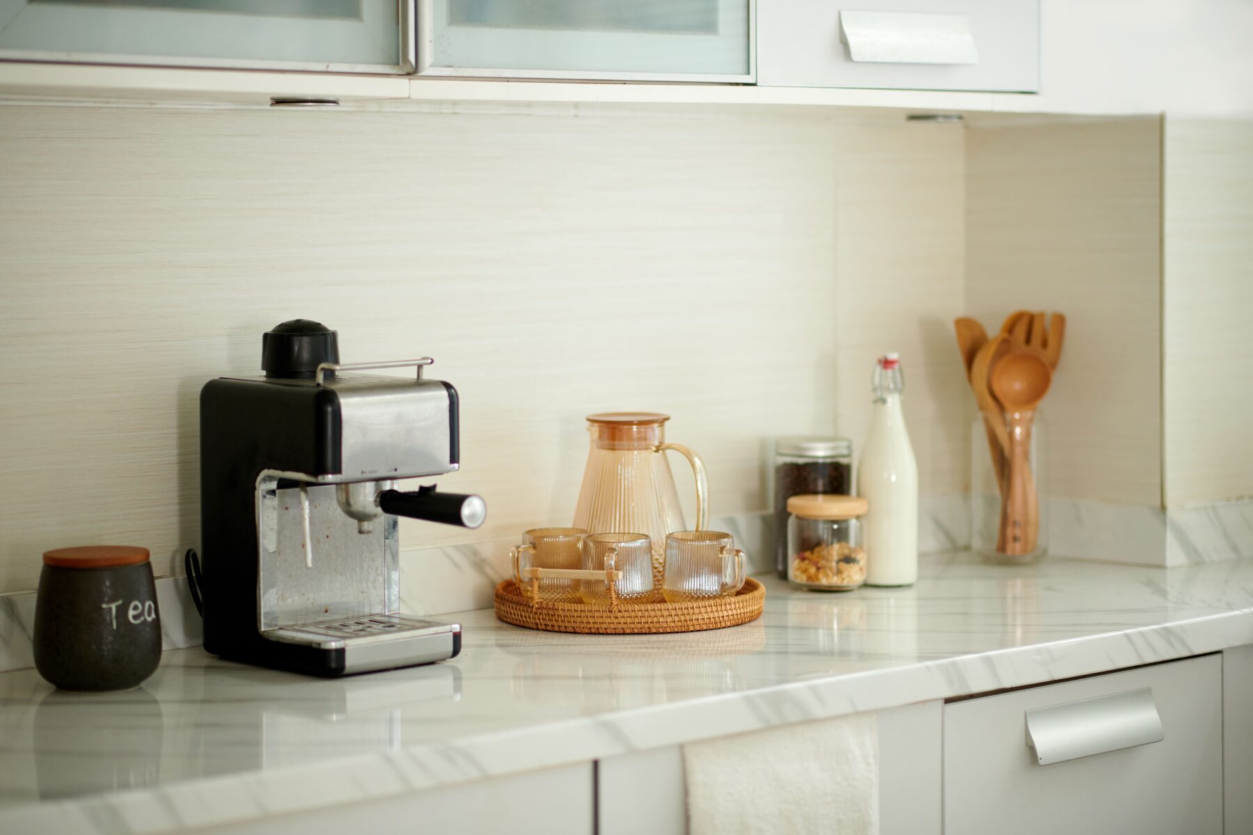 coffee station on kitchen counter