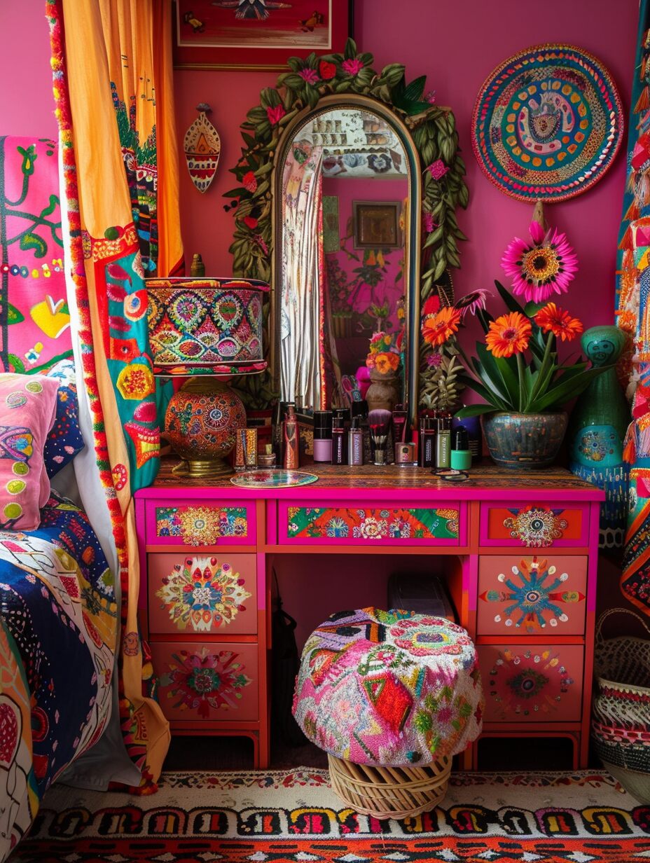 Bedroom Boho Makeup Vanity 11