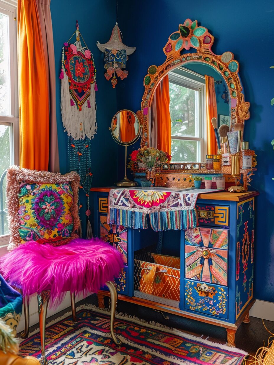 Bedroom Boho Makeup Vanity 12