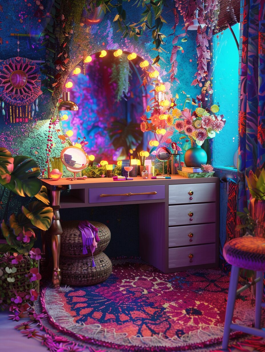 Bedroom Boho Makeup Vanity 13