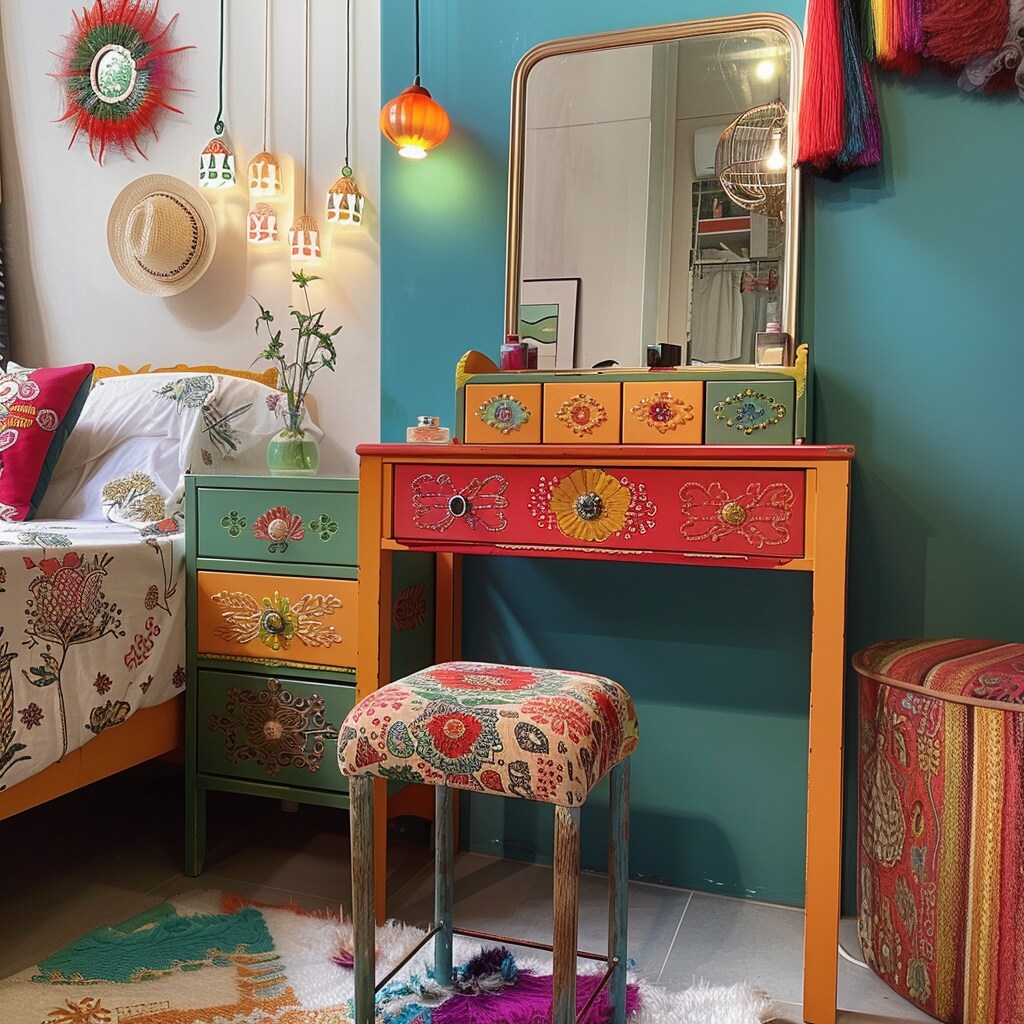 Bedroom Boho Makeup Vanity 15