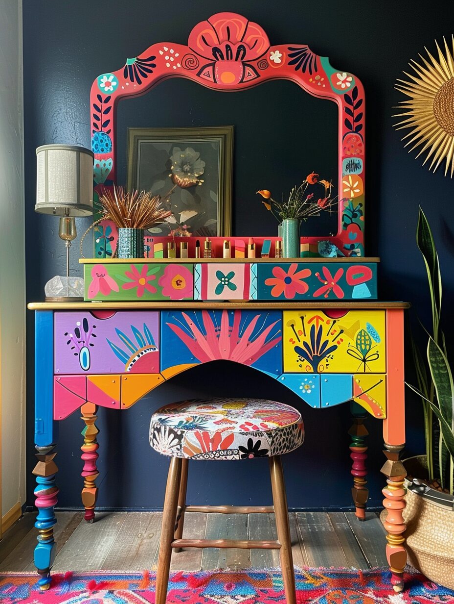 Bedroom Boho Makeup Vanity 7