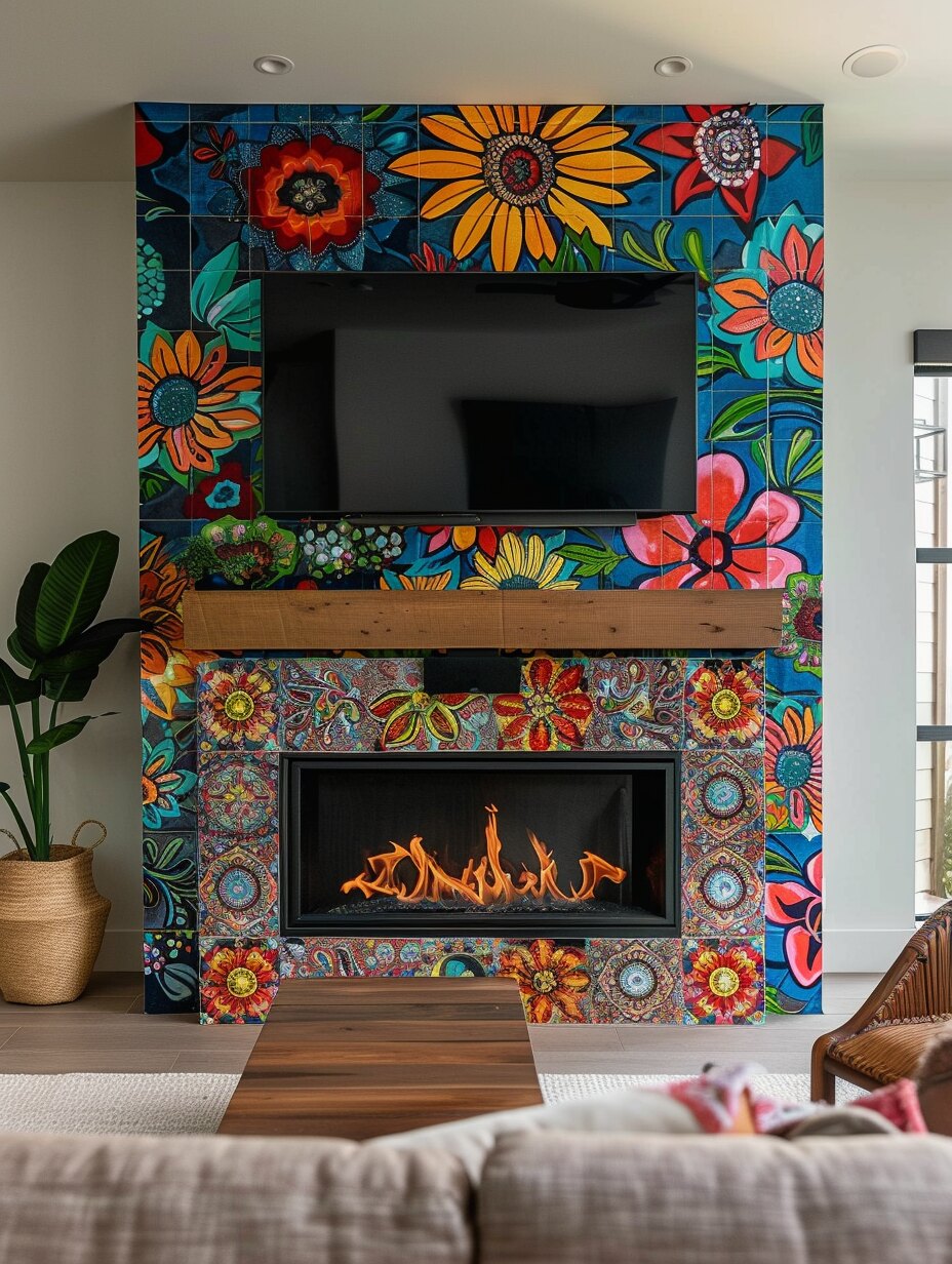 Boho Fireplace With TV 4