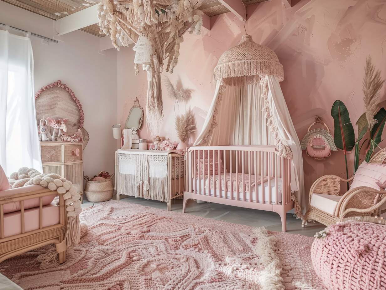 pink boho girl nursery - 1