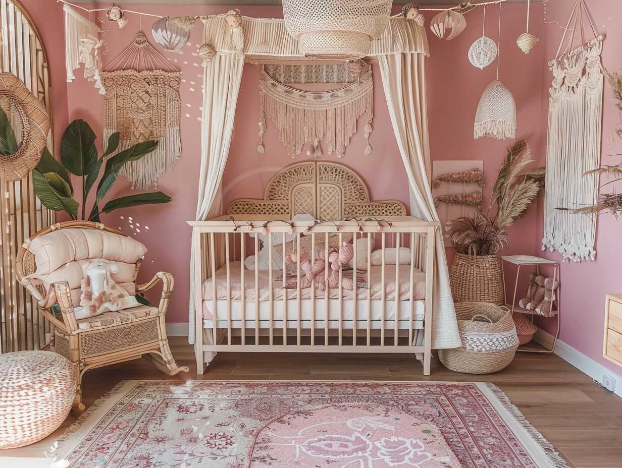 pink boho girl nursery - 2