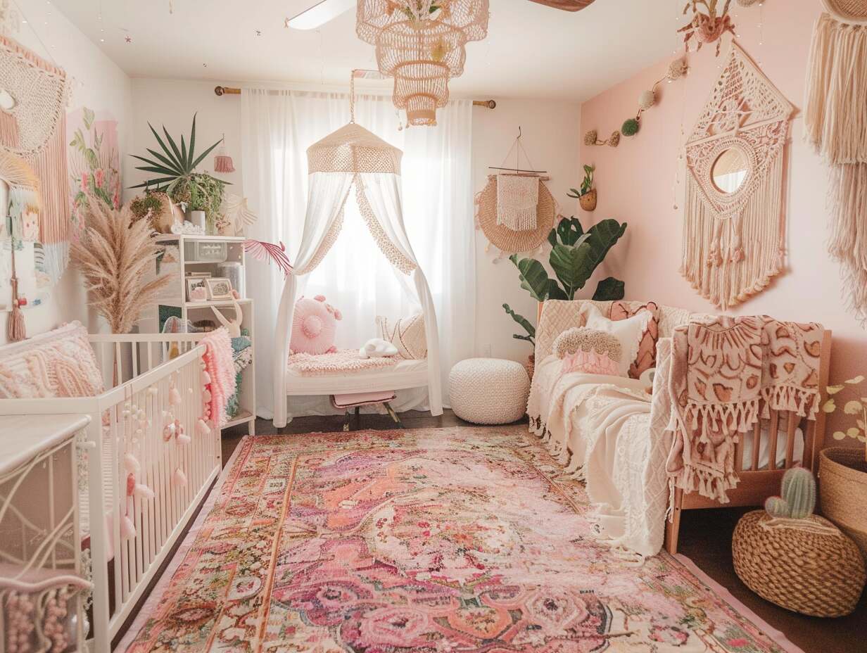 pink boho girl nursery - 3