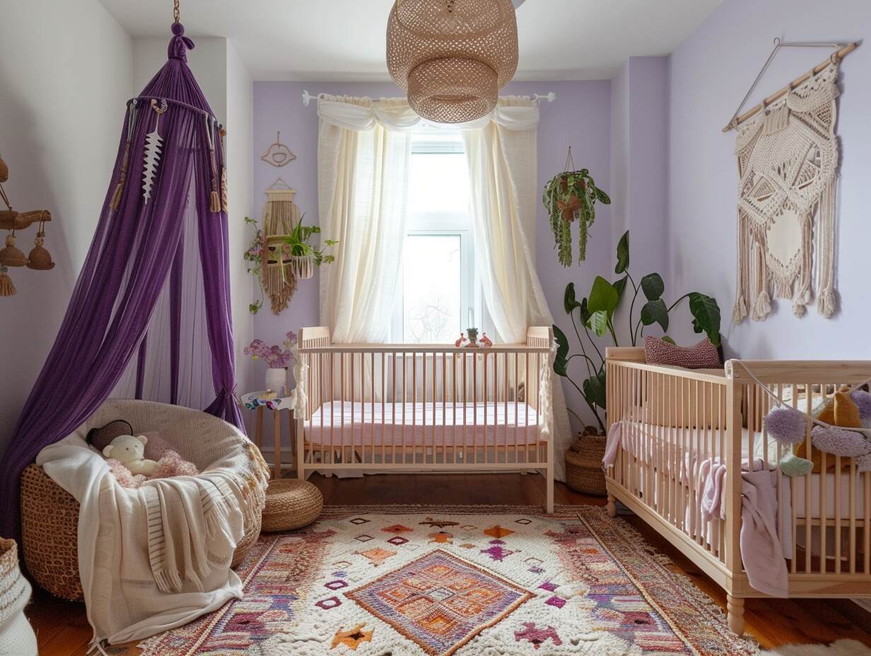 purple boho girl nursery - 1