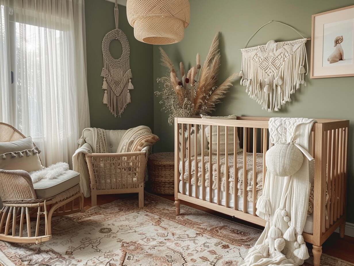 sage green boho girl nursery - 1