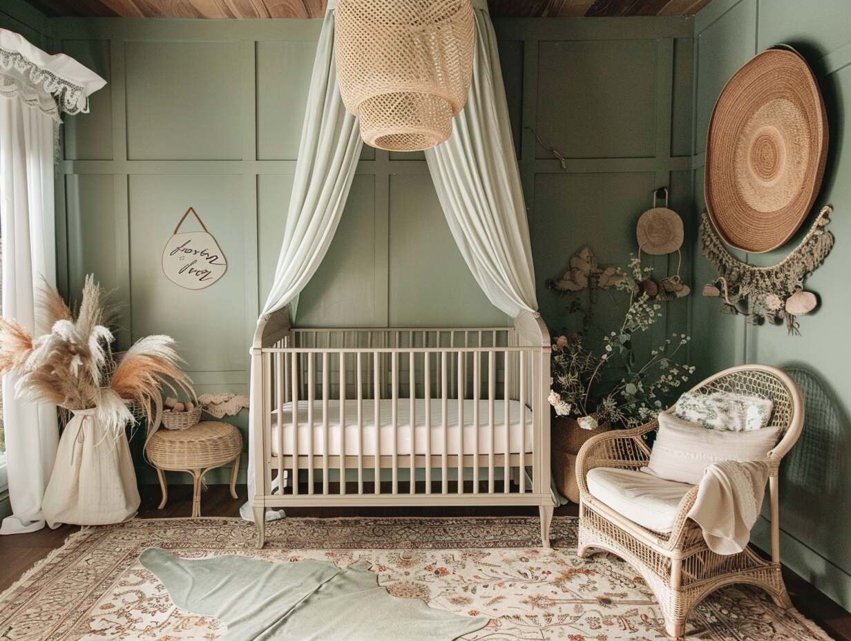 sage green boho girl nursery - 2