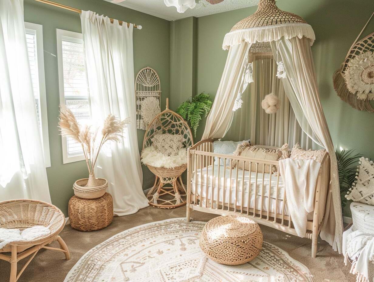 sage green boho girl nursery - 4