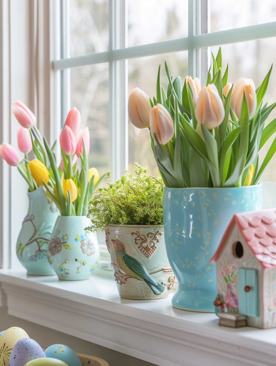 kitchen window sill decor for spring