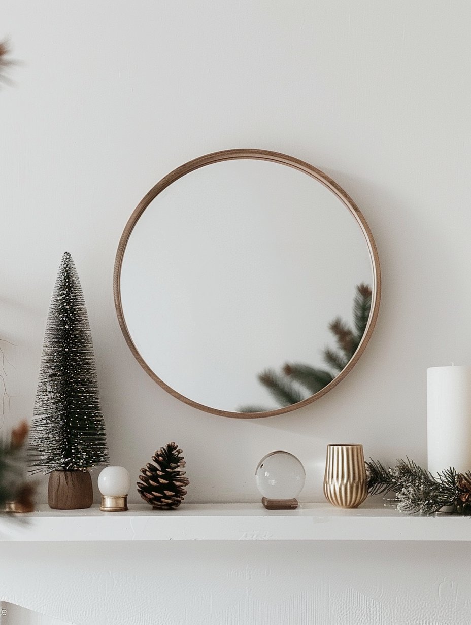 winter mantel decor with minimalist style