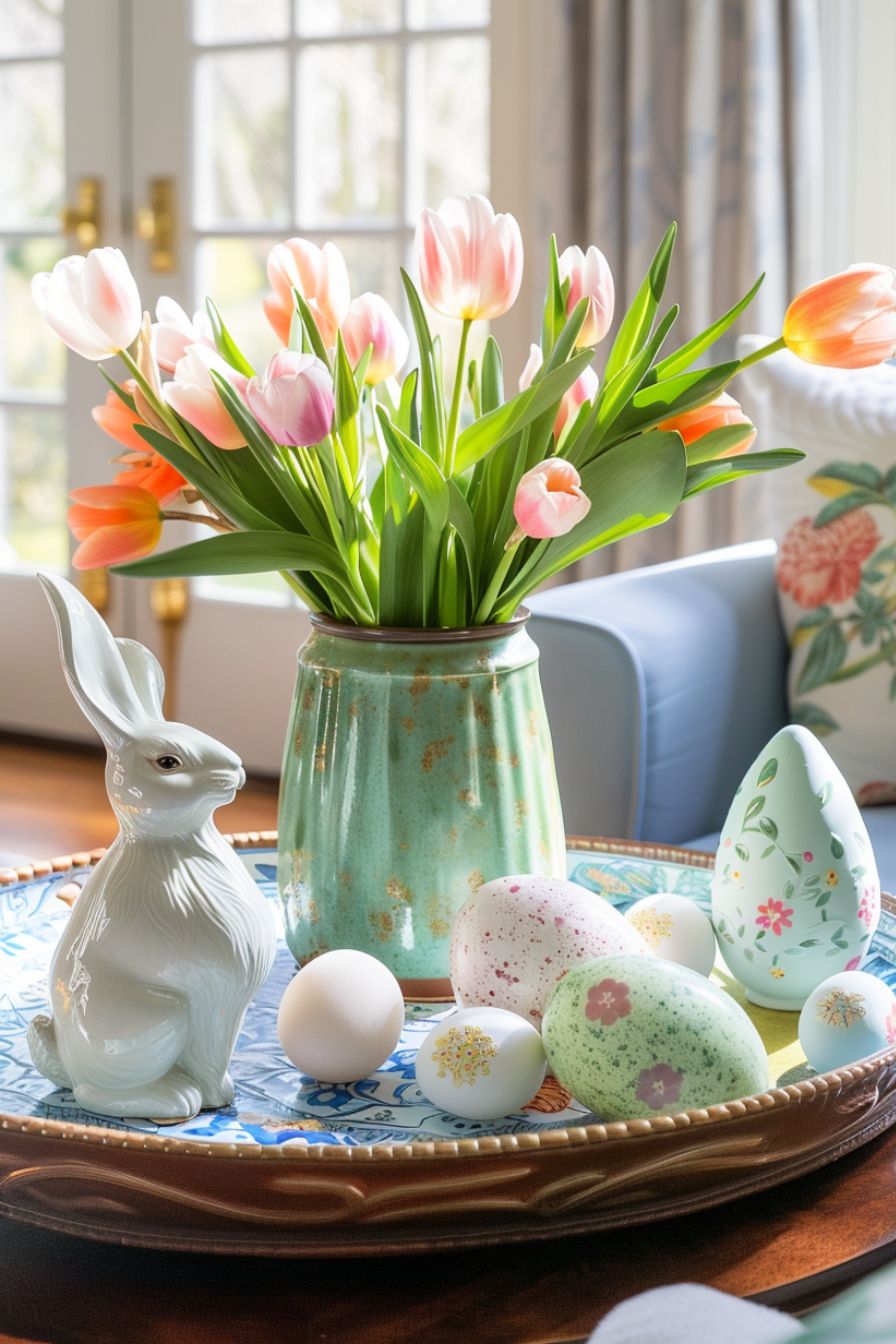 Easter coffee table tray decor