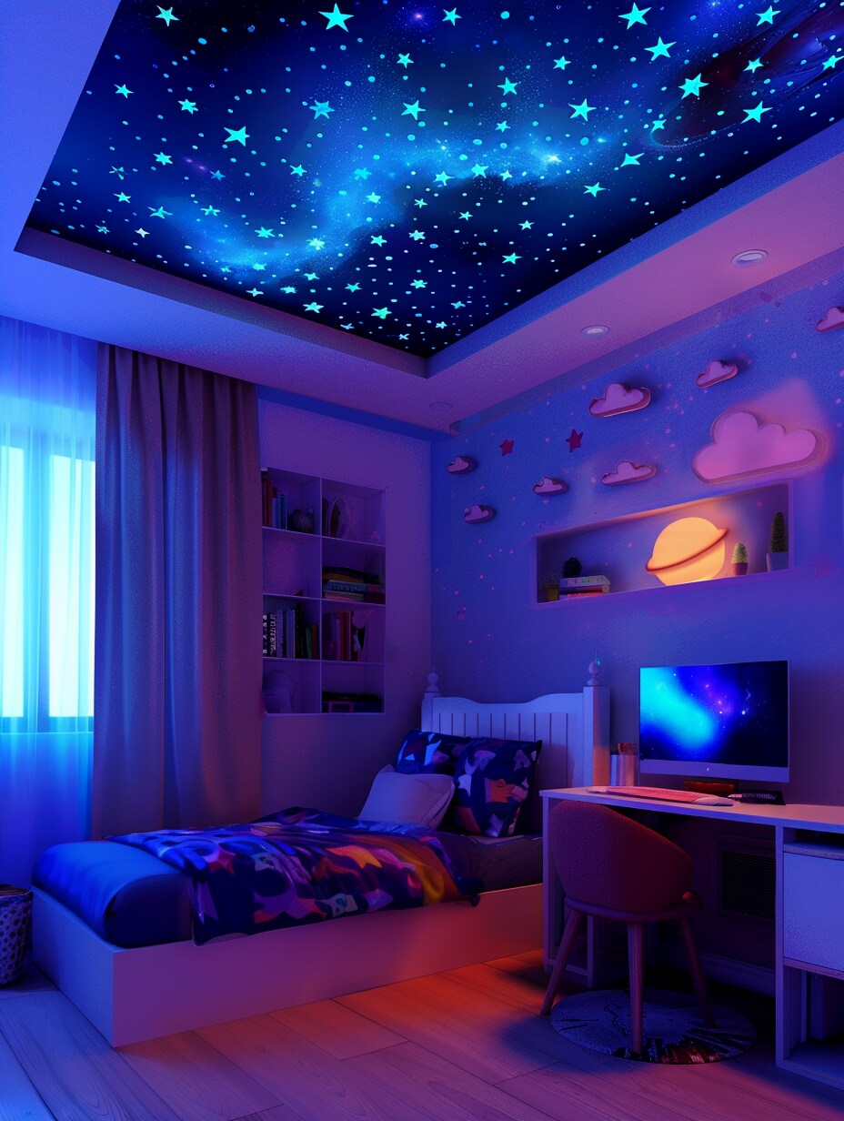 Space-Themed Bedroom for Girls 12