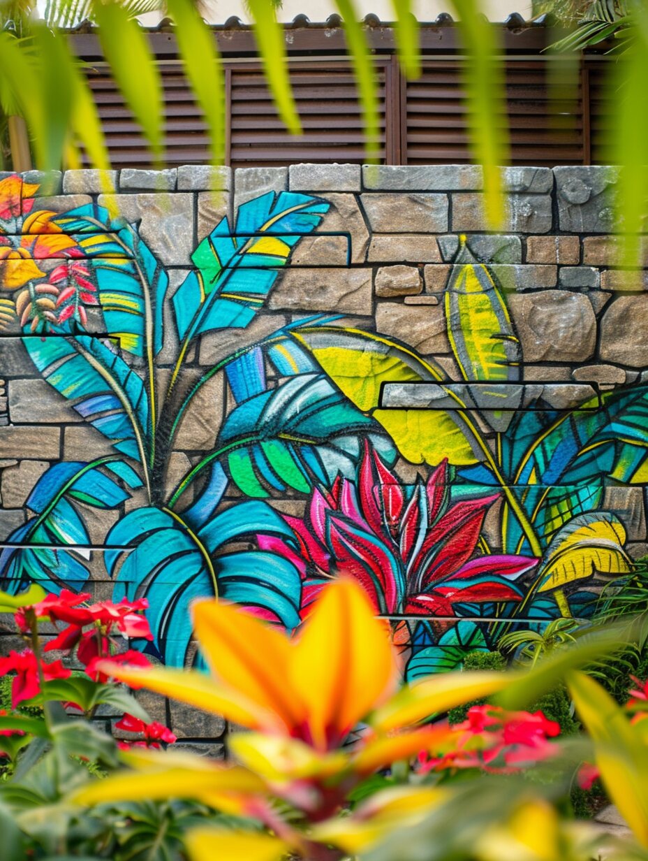 backyard garden wall painting ideas 1