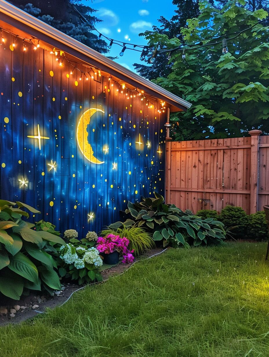 backyard garden wall painting ideas 15