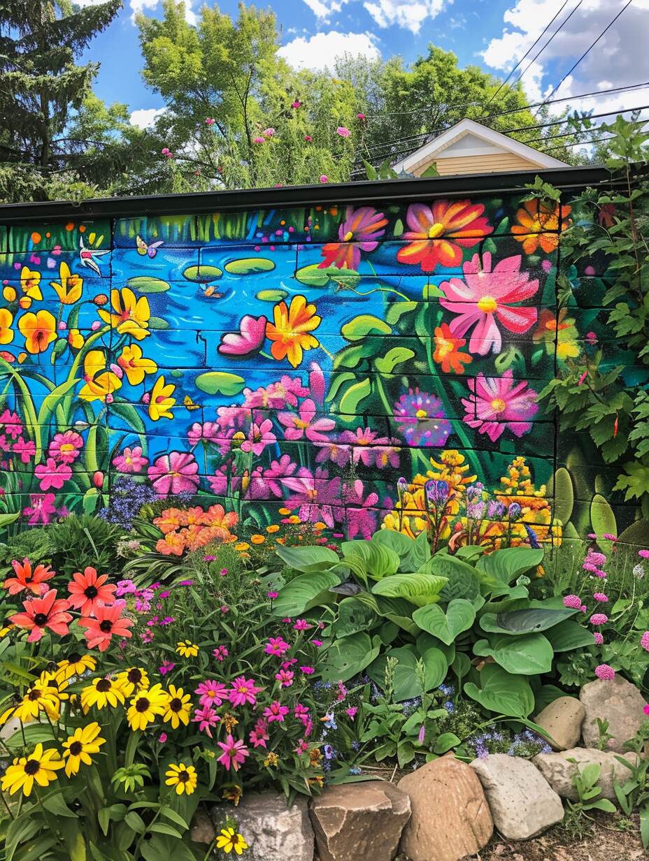 backyard garden wall painting ideas 2