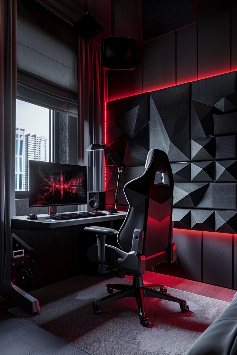 gamer futuristic bedroom with chair
