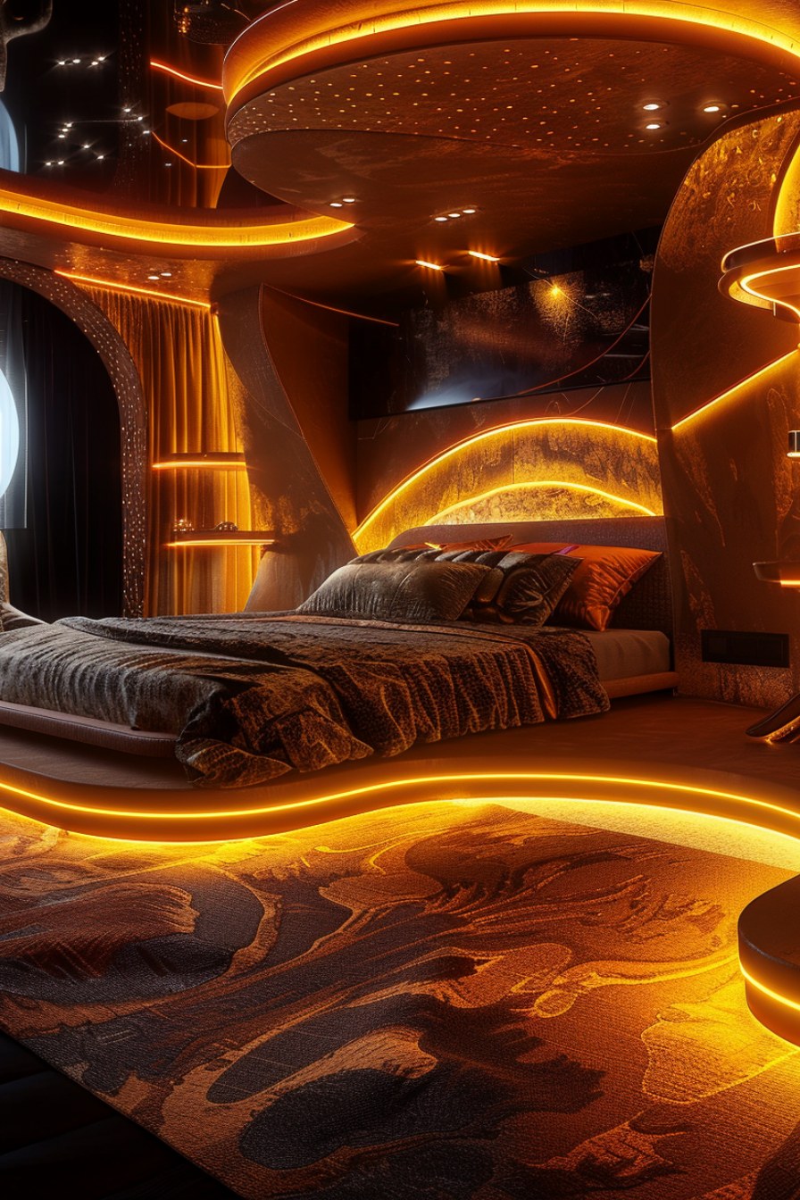 luxurious futuristic bedroom