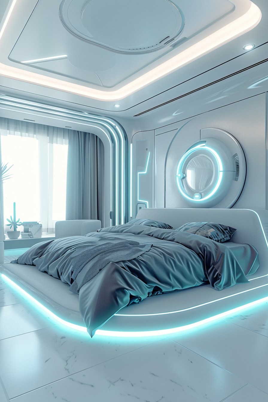 minimalist futuristic bedroom