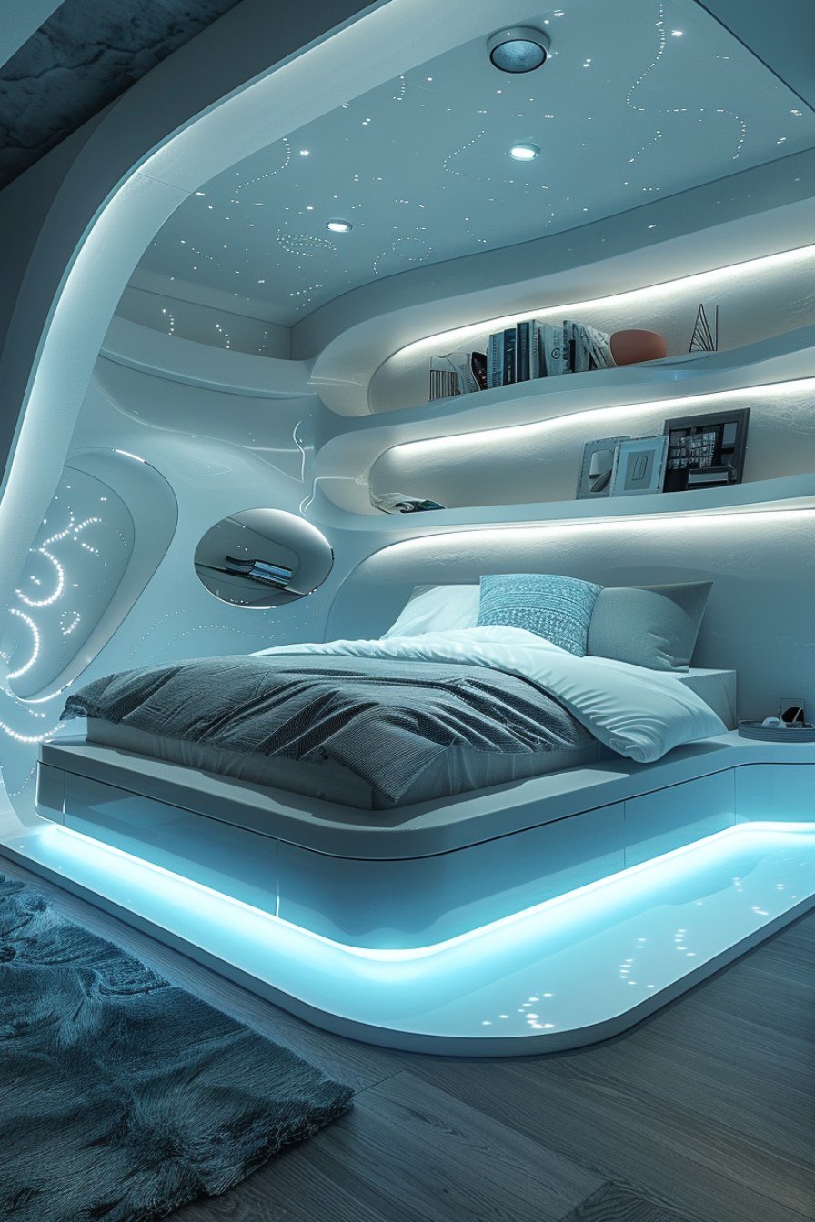 small futuristic bedroom