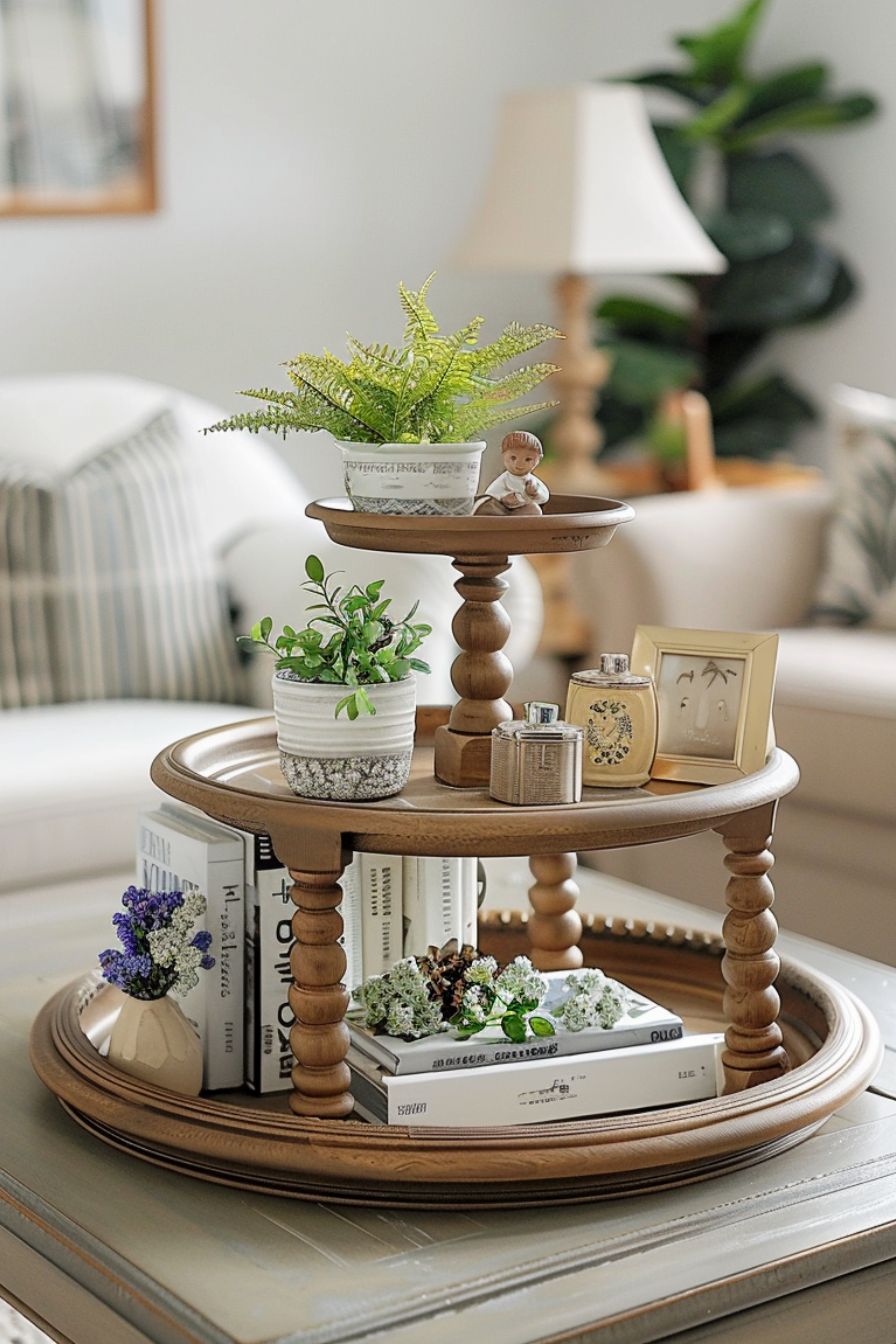 tiered coffee table tray decor