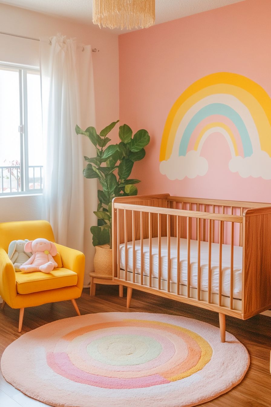 a pink rainbow nursery