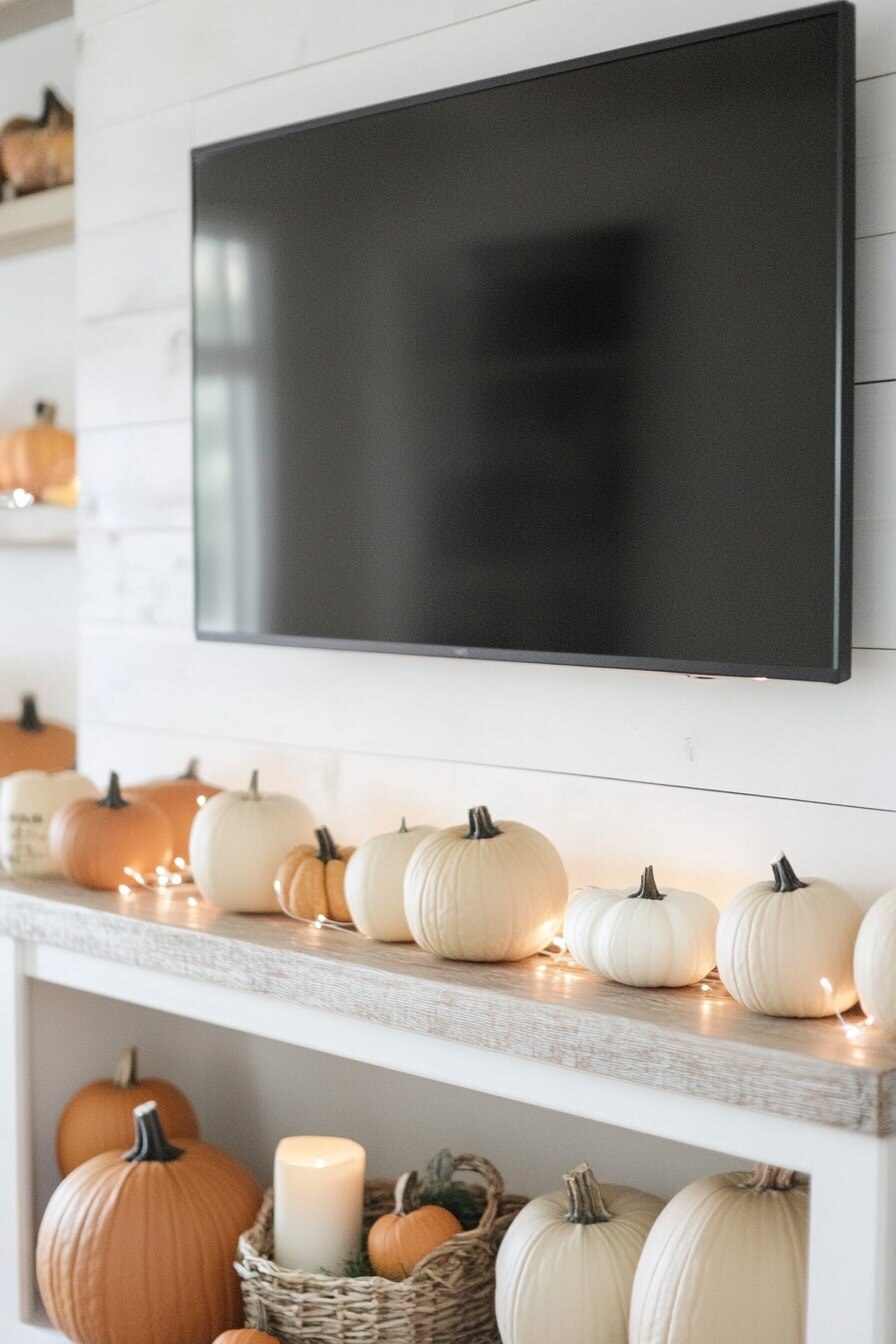 halloween mantle decor with tv - 18