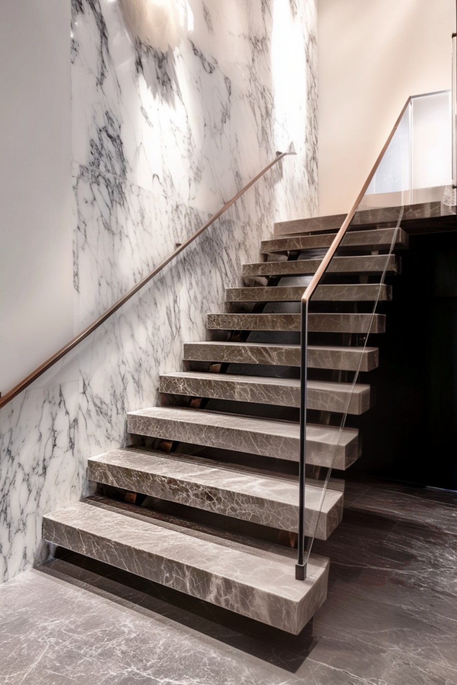 marble floating staircase