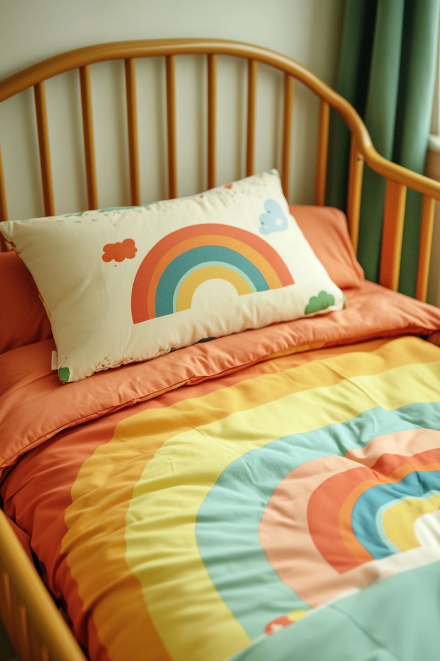 rainbow bed sheet for nursery