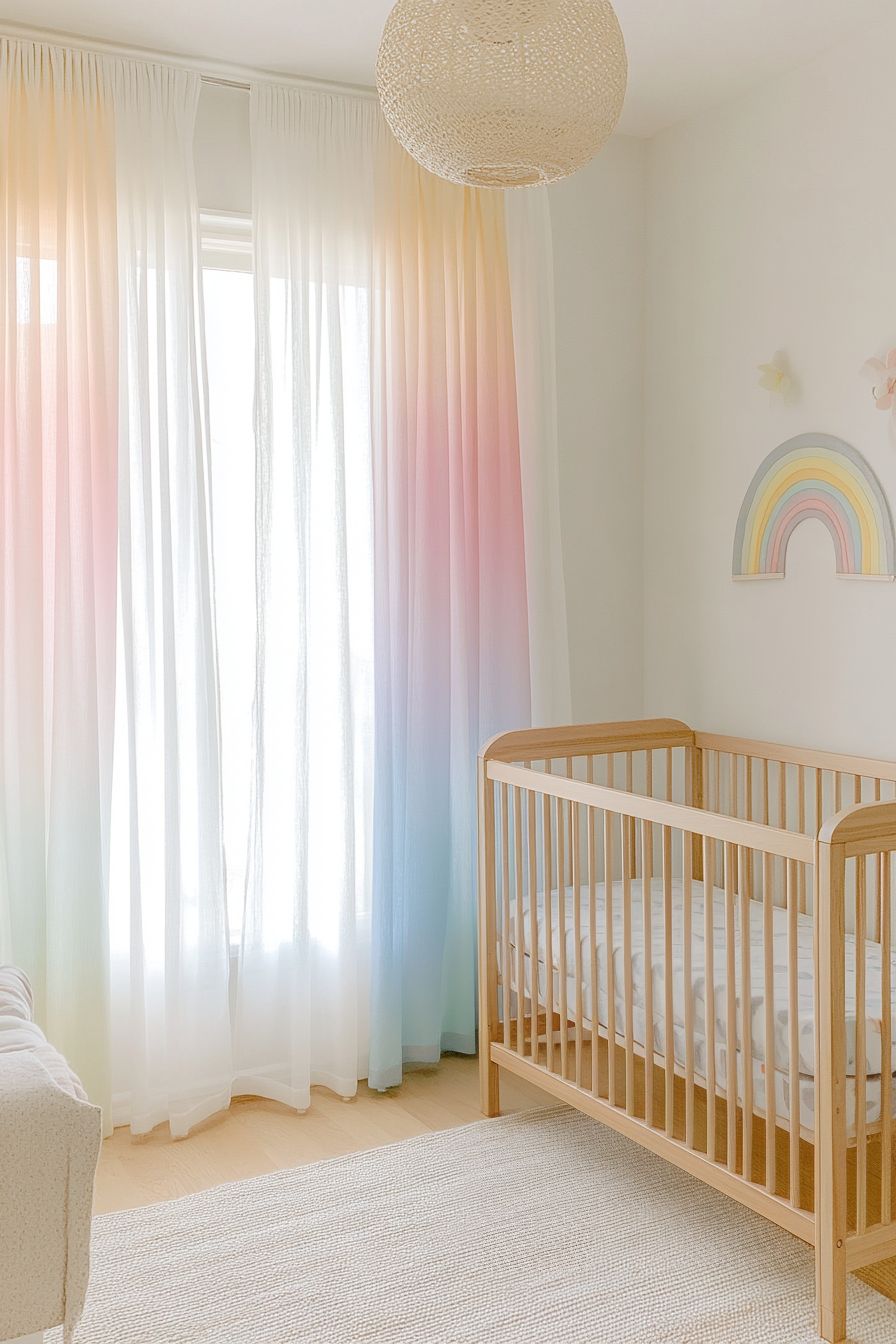 rainbow curtain for nursery