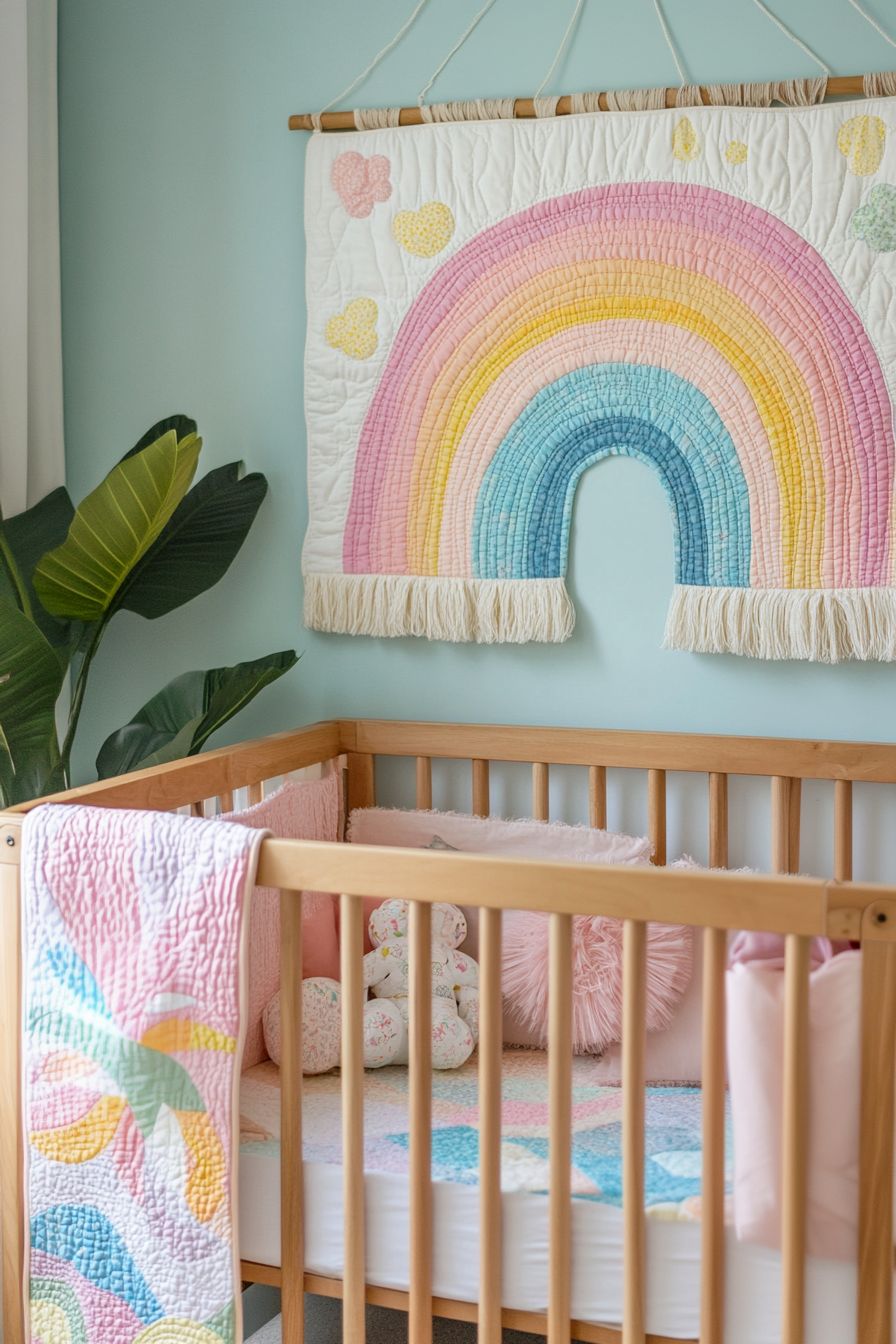 rainbow quilt for nursery