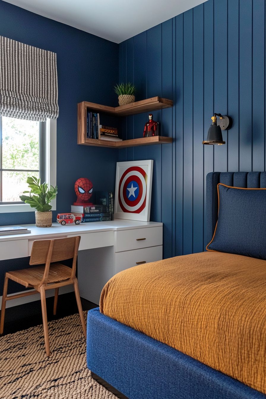 marvel bedroom with blue theme