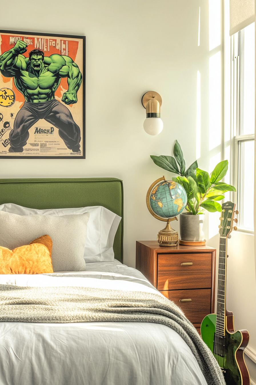 marvel bedroom with green accents