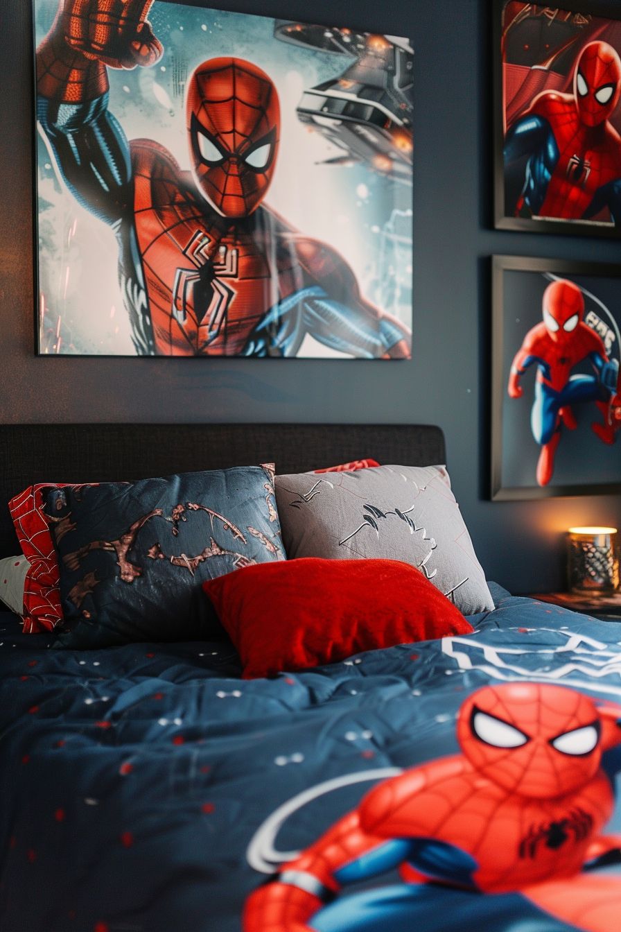 marvel bedroom with spiderman theme