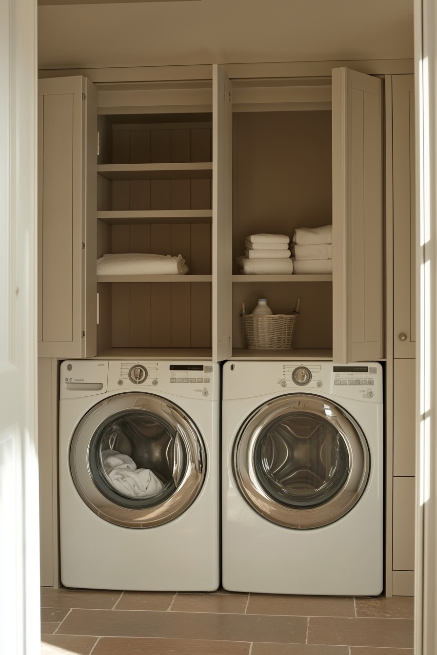 modern laundry room shelving