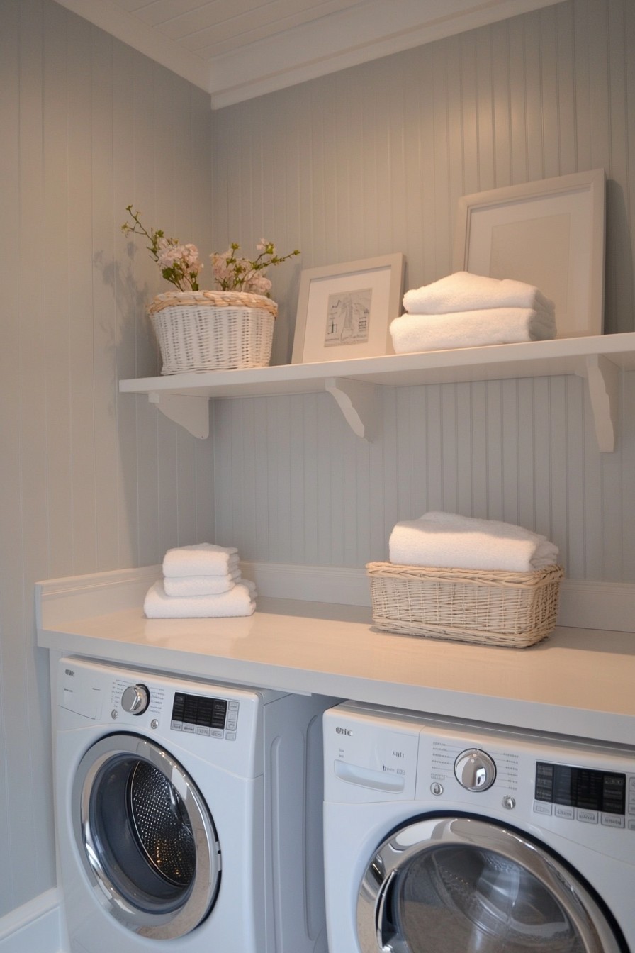 modern laundry room shelving