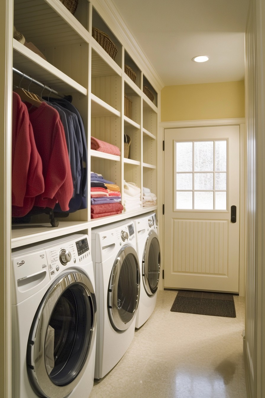 modern laundry room shelving