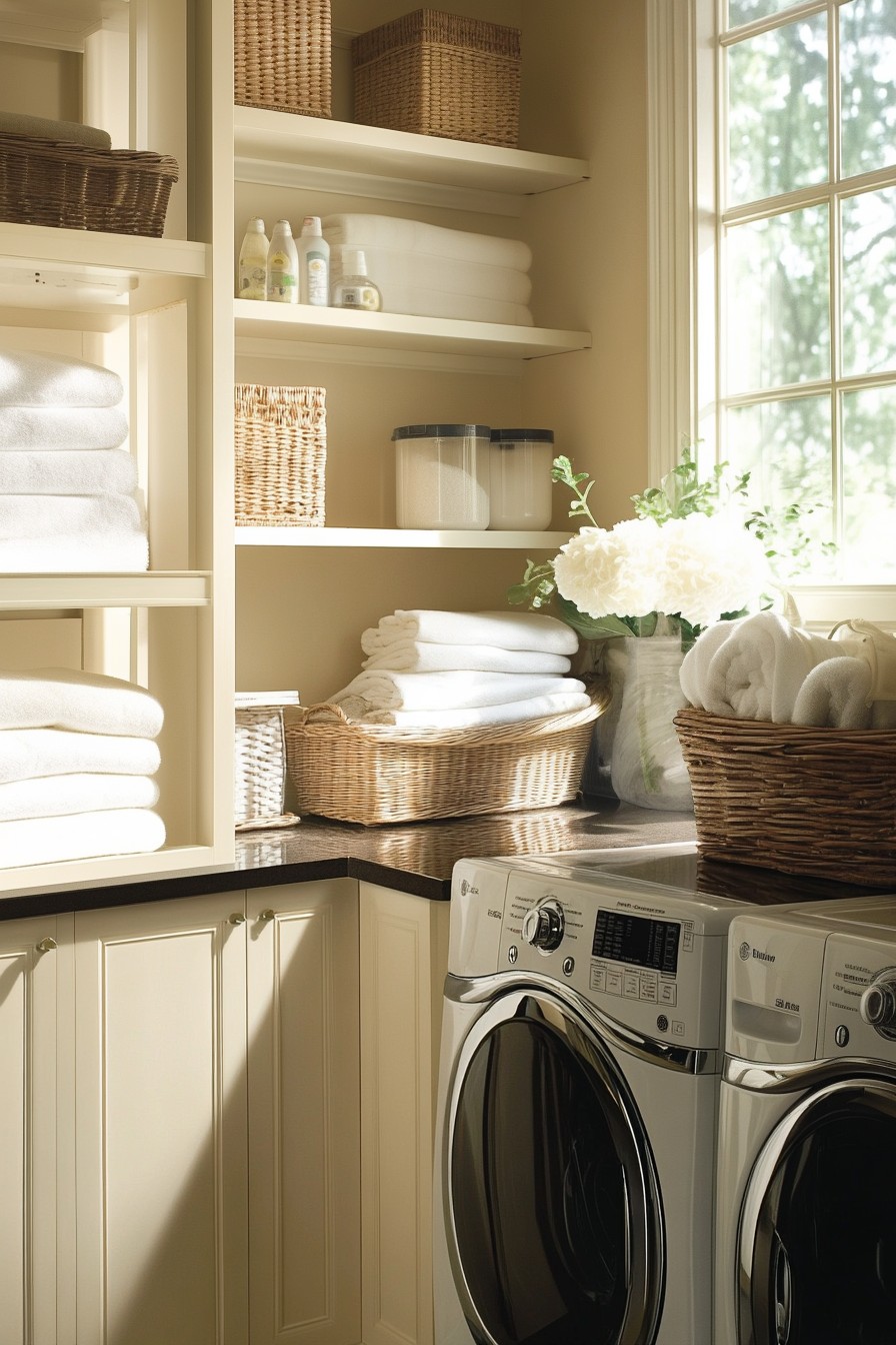 modern laundry room shelving