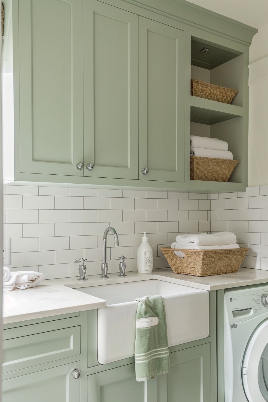 modern laundry room shelving